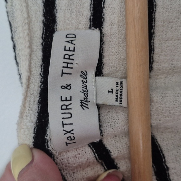 Madewell Texture & Thread Wrap Top With Waist Tie Textured Cotton Striped Large - Picture 3 of 5